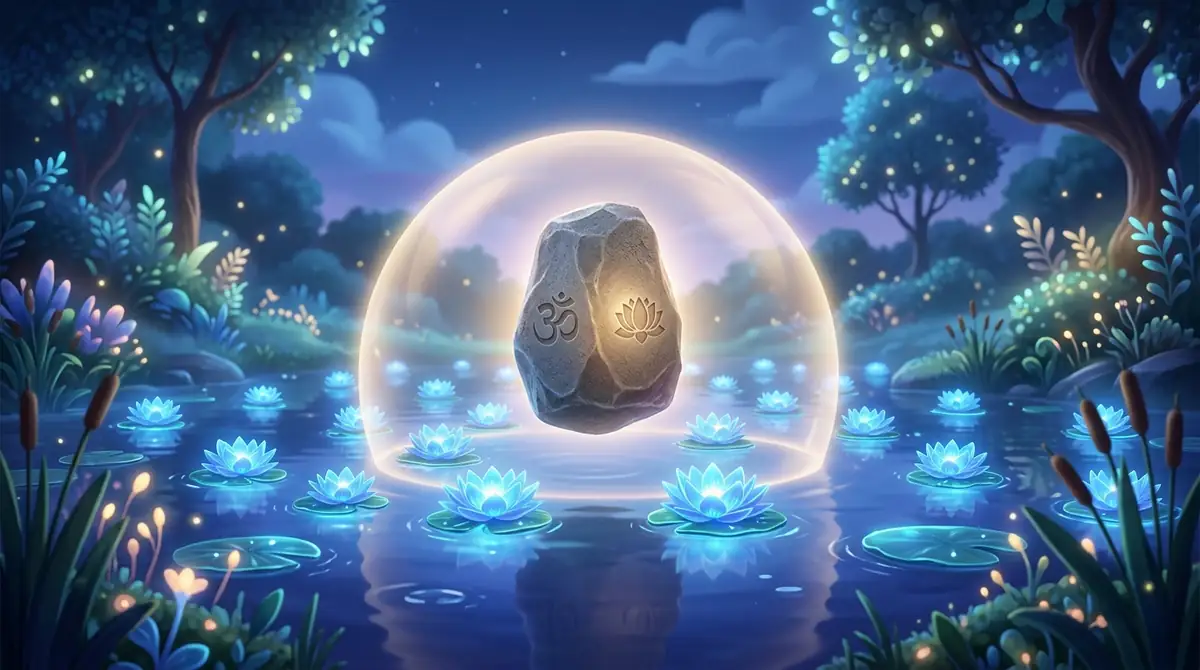 Peaceful glowing pond